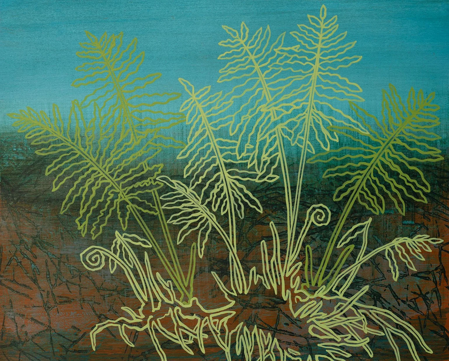  Rhizome Acrylic on paper, framed 11 × 14 × 13/4” 