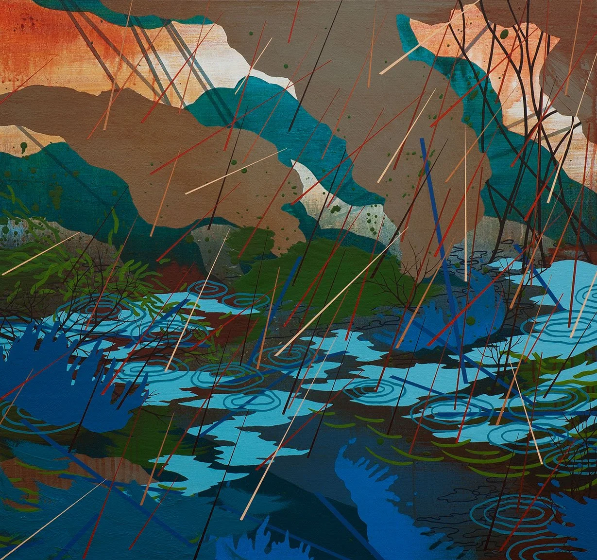   Hard Rain  Acrylic on canvas 28 × 30”  SOLD 