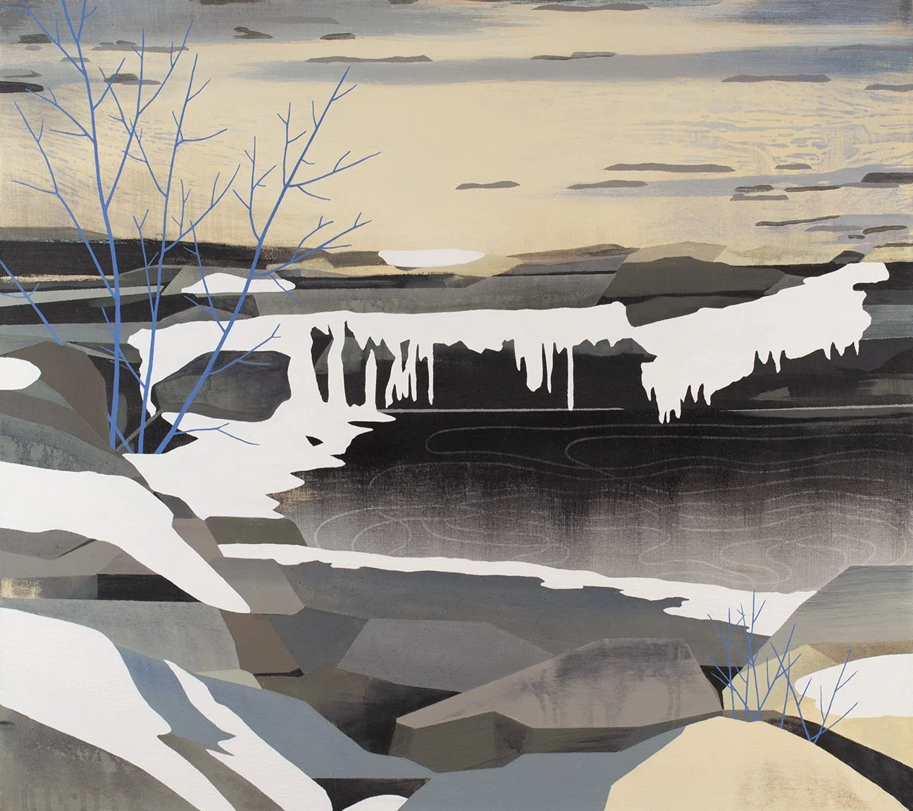   Black Ice  Acrylic on canvas 32 × 36 × 1.5” 