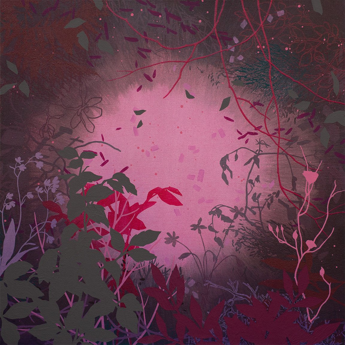   Dark Floral  Acrylic on canvas 24 × 24 × 1.5” 