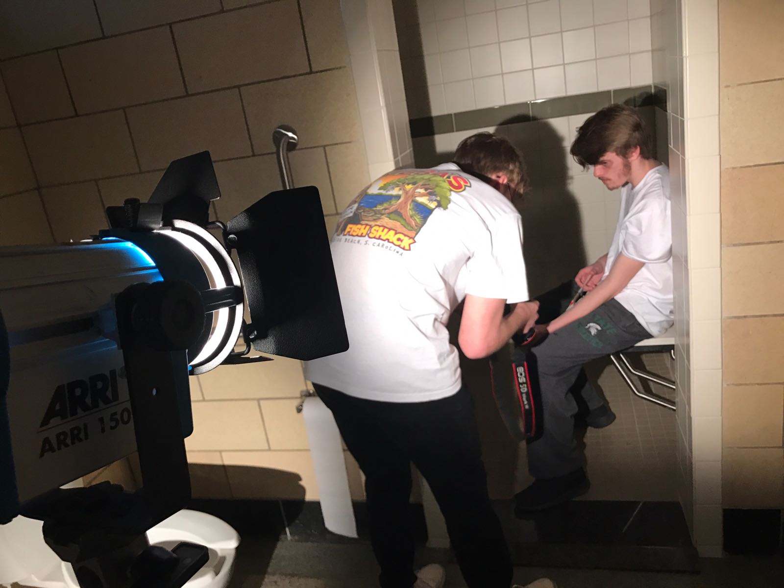 Curran Landon and Jack Fish on set of "The Needle Drop".