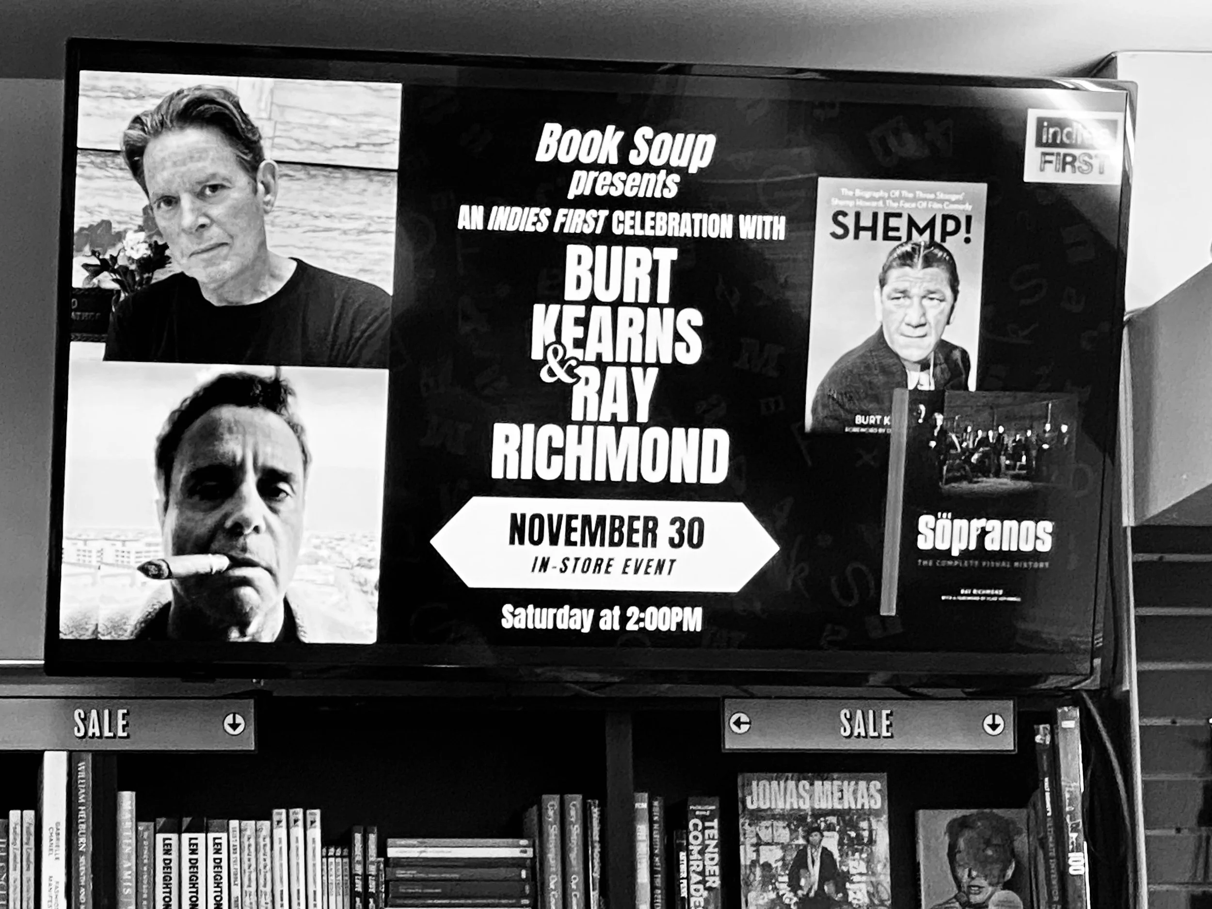 BOOK SOUP 30 NOV 2024 THE INFLUENCE OF THE THRE STOOGES SLAPSTICK VIOLENCE ON THE SOPRANOS. w RAY RICHMOND, MODERATED BY JEFF ABRAHAM