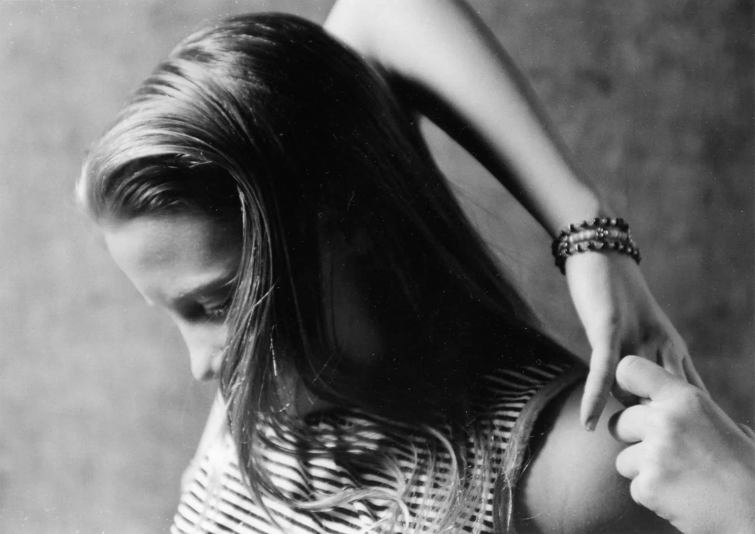 Hallie in black and white