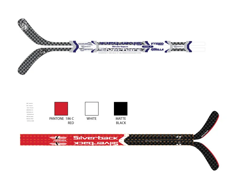 Silverback HockeyProduct design for Silverback Hockey sticks, product design layout, logos, and branding.