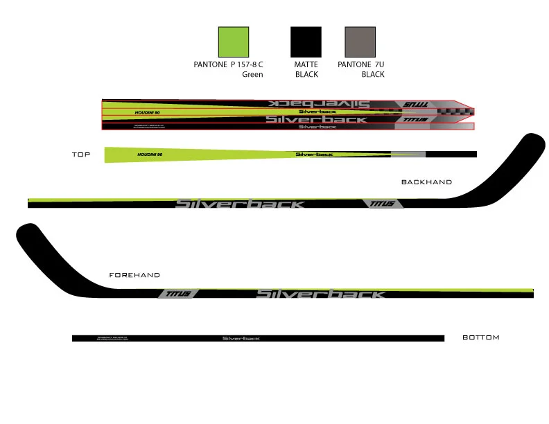 Silverback HockeyProduct design for Silverback Hockey sticks, product design layout, logos, and branding.