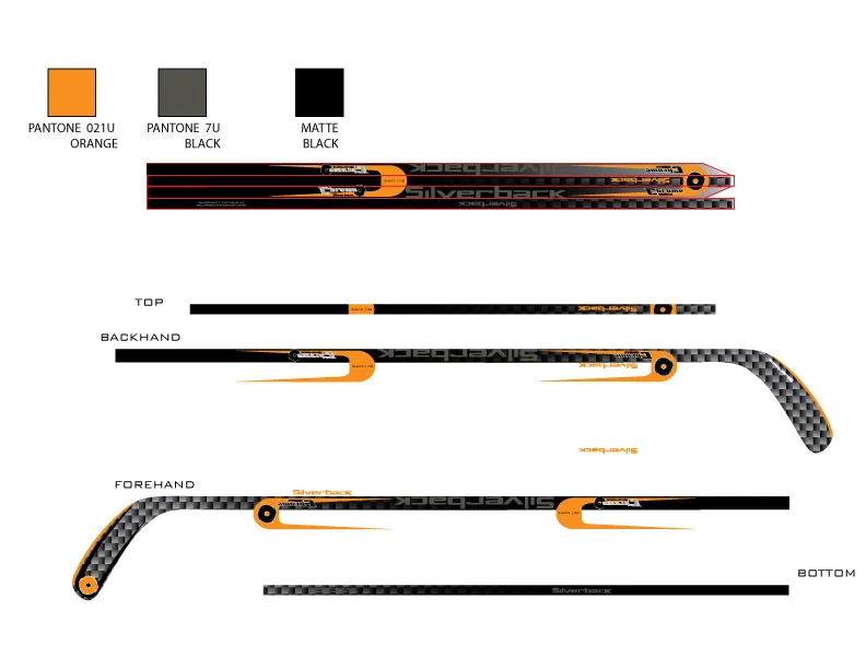 Silverback HockeyProduct design for Silverback Hockey sticks, product design layout, logos, and branding.