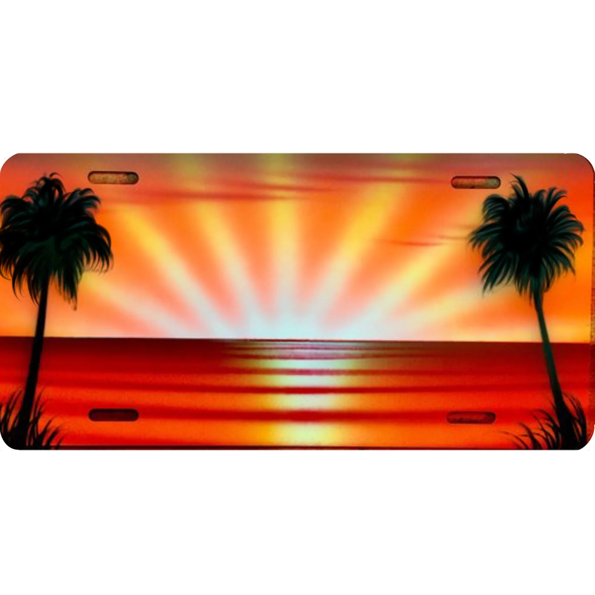 T55 Red Orange Yellow Sunburst With Palms
