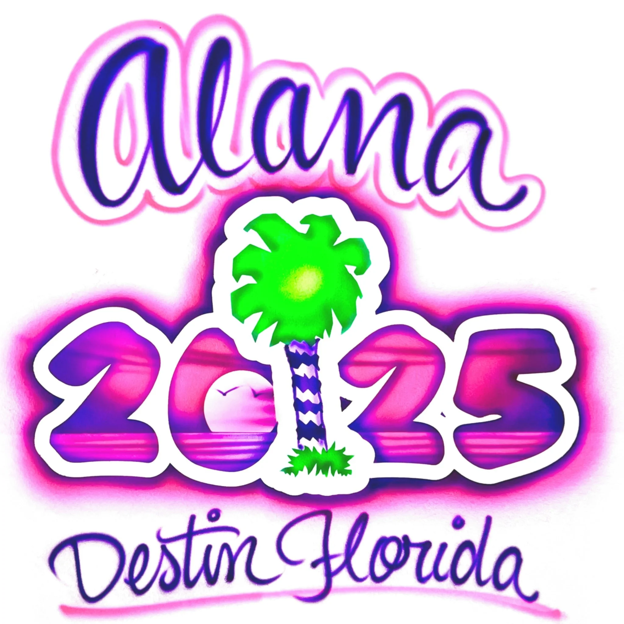 244 Beach Year Palm Tree Pink