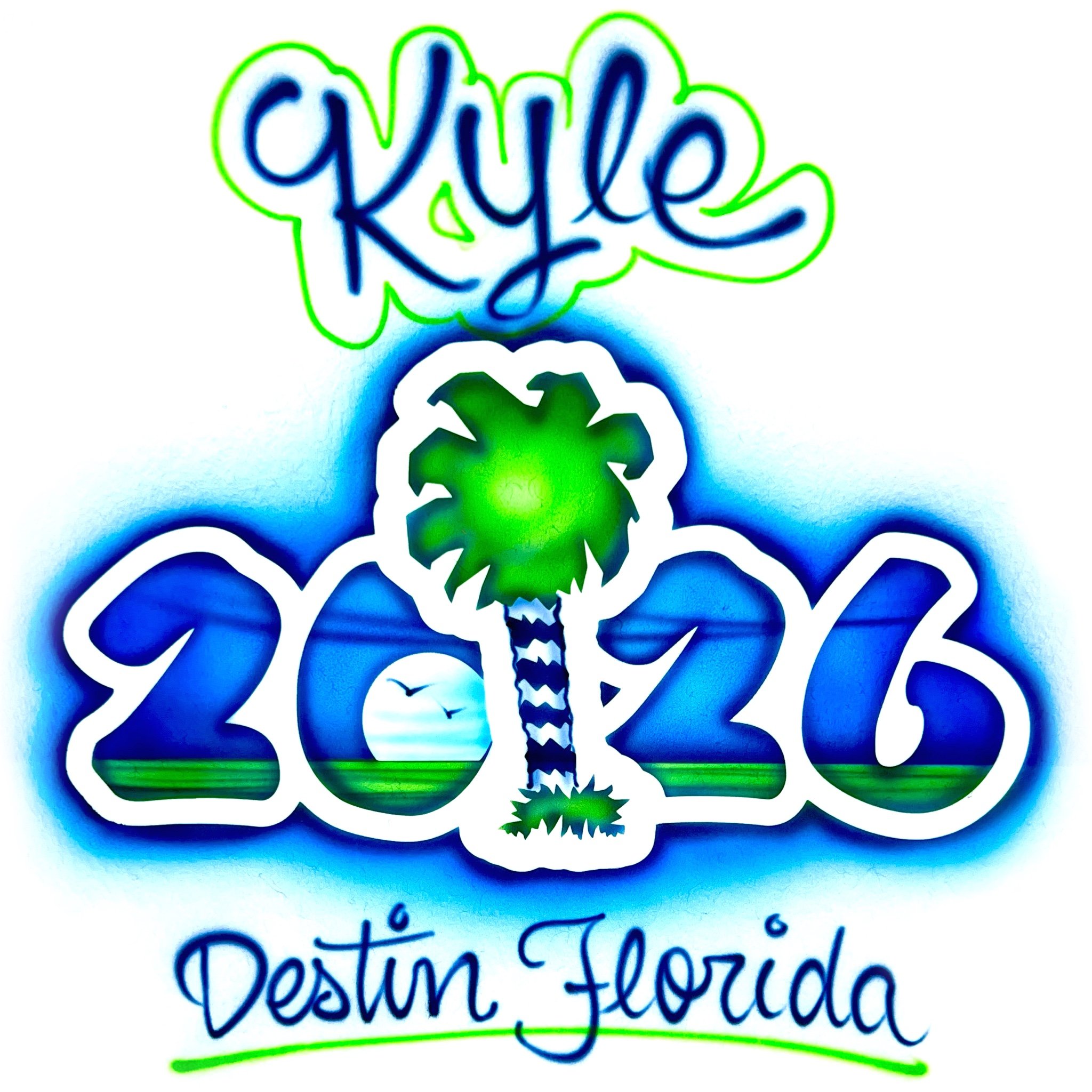 242 Beach Year Palm Tree Blue