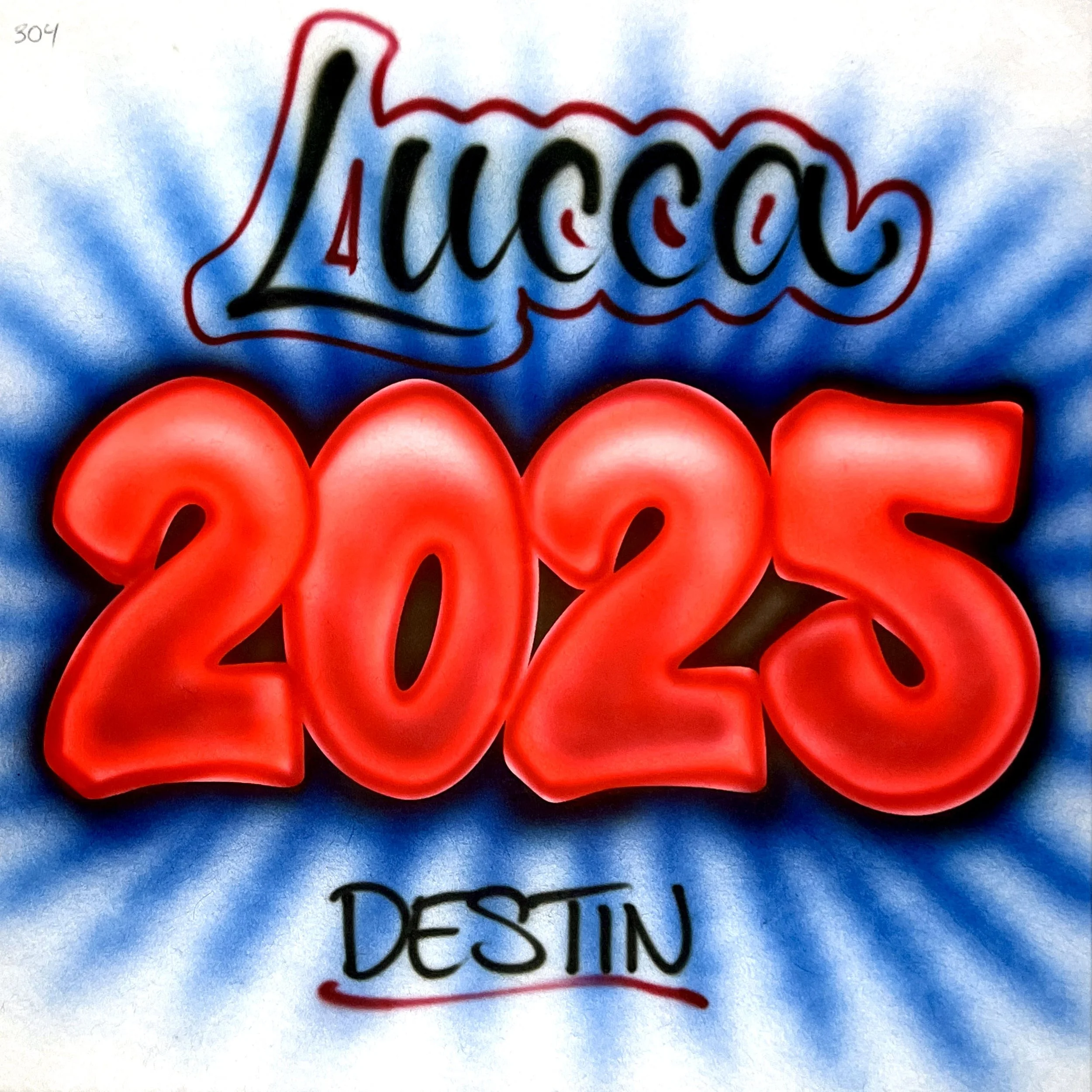 304 Bubble Letter Year Burst Orange