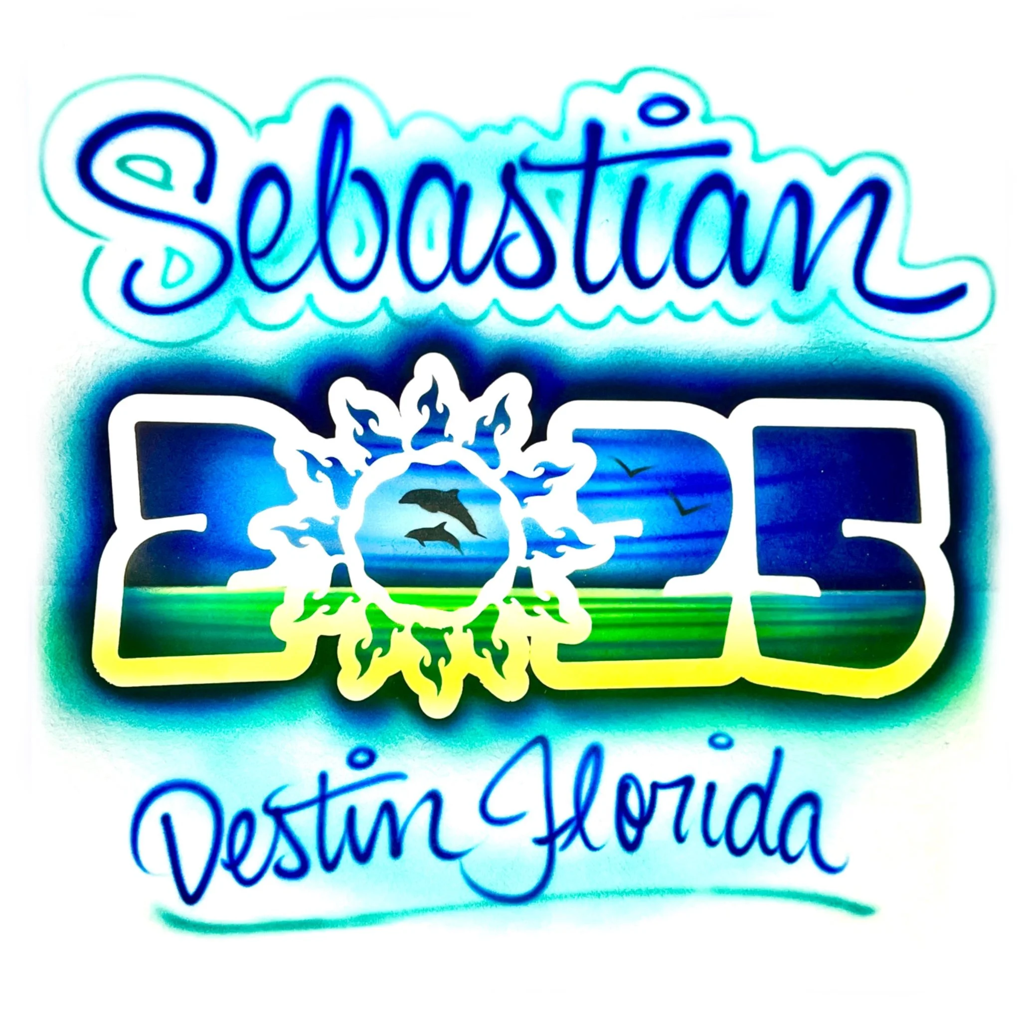 241 Sun Dolphins Beach Year Blue