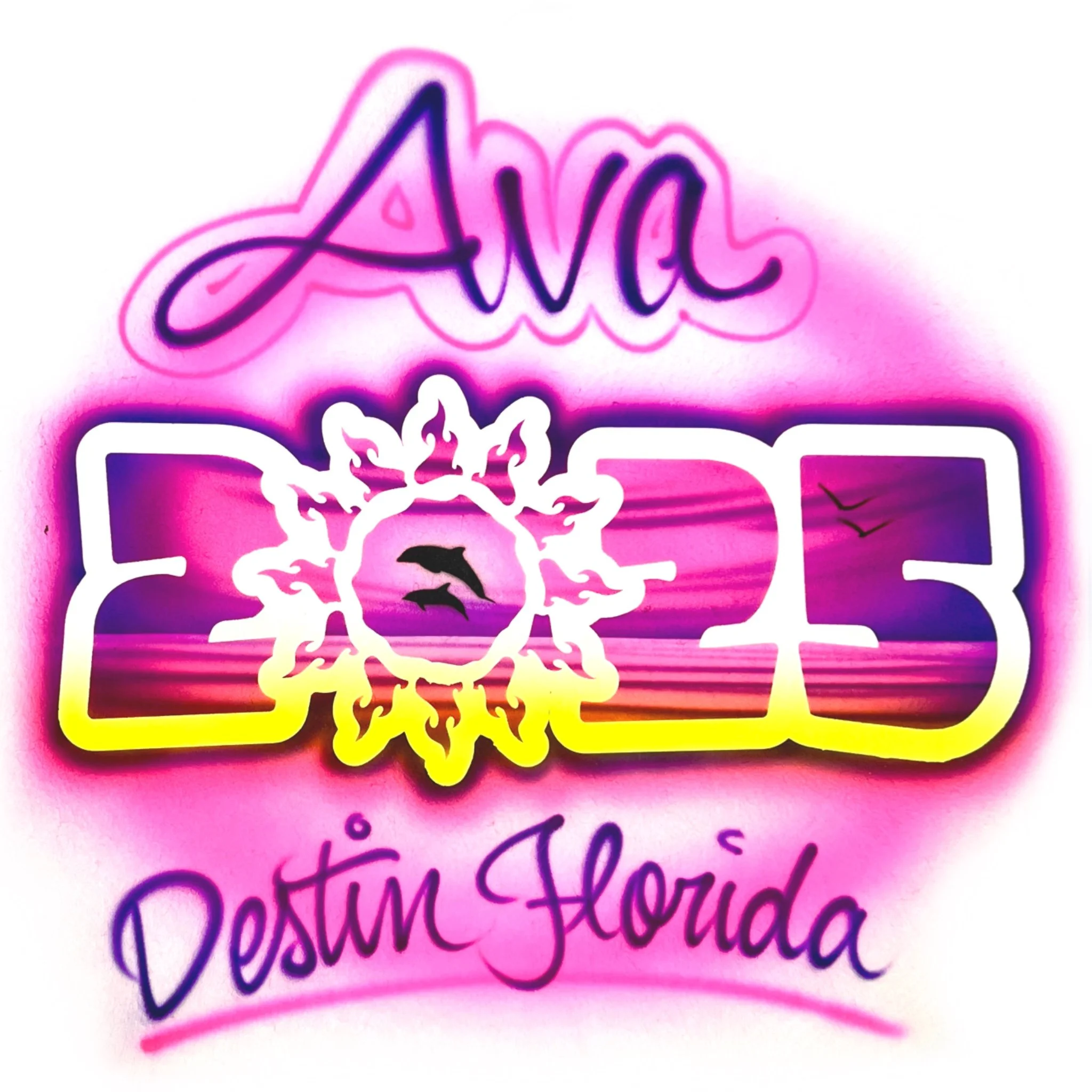 239 Sun Dolphins Beach Year Pink