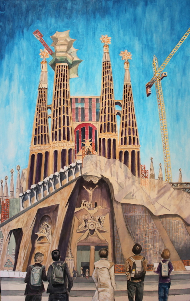 Sagrada Familia, 2016, Acrylic on canvas, 72 x 46 in