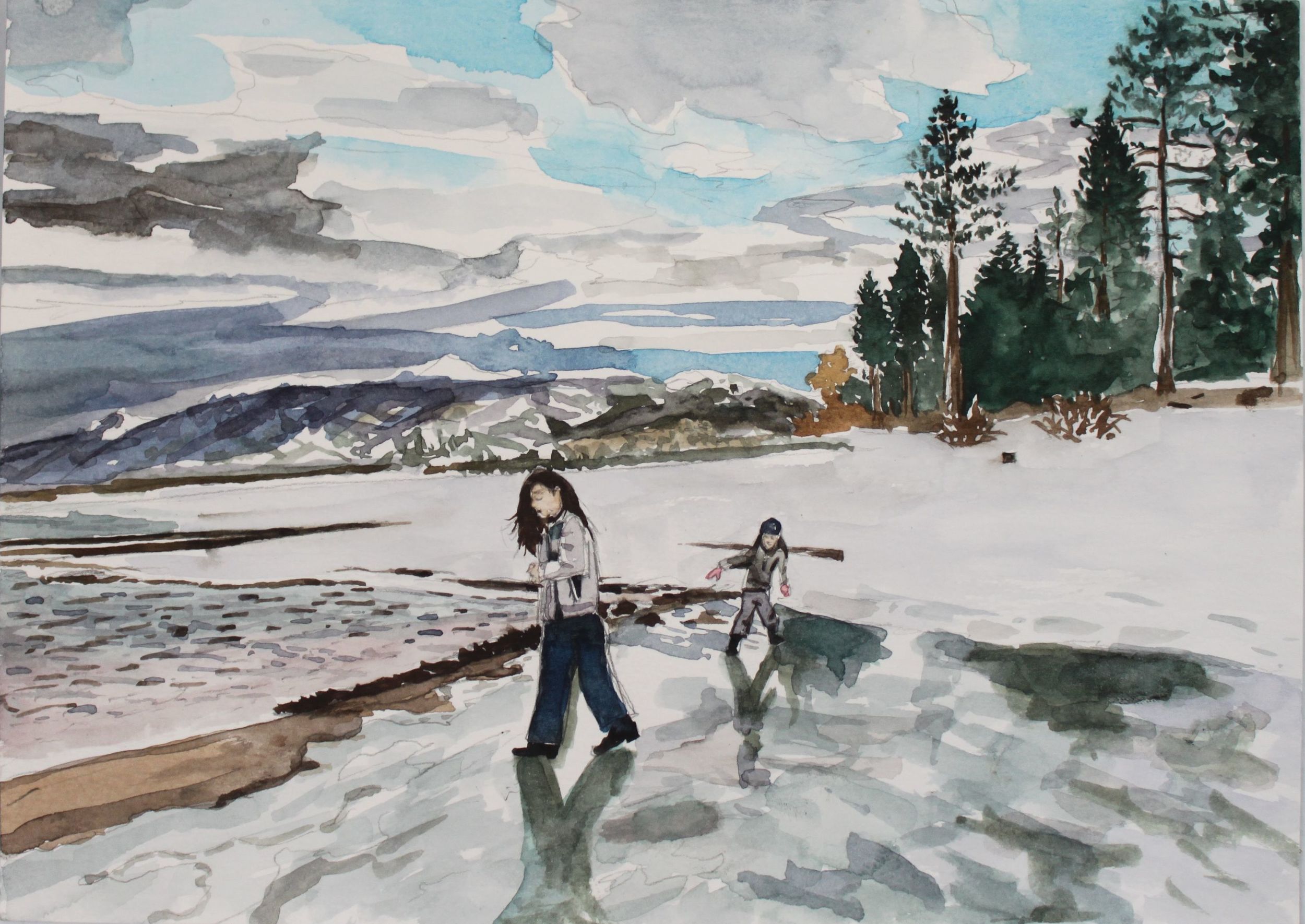 Frozen lake, 2016, watercolor 9 x 12 in.
