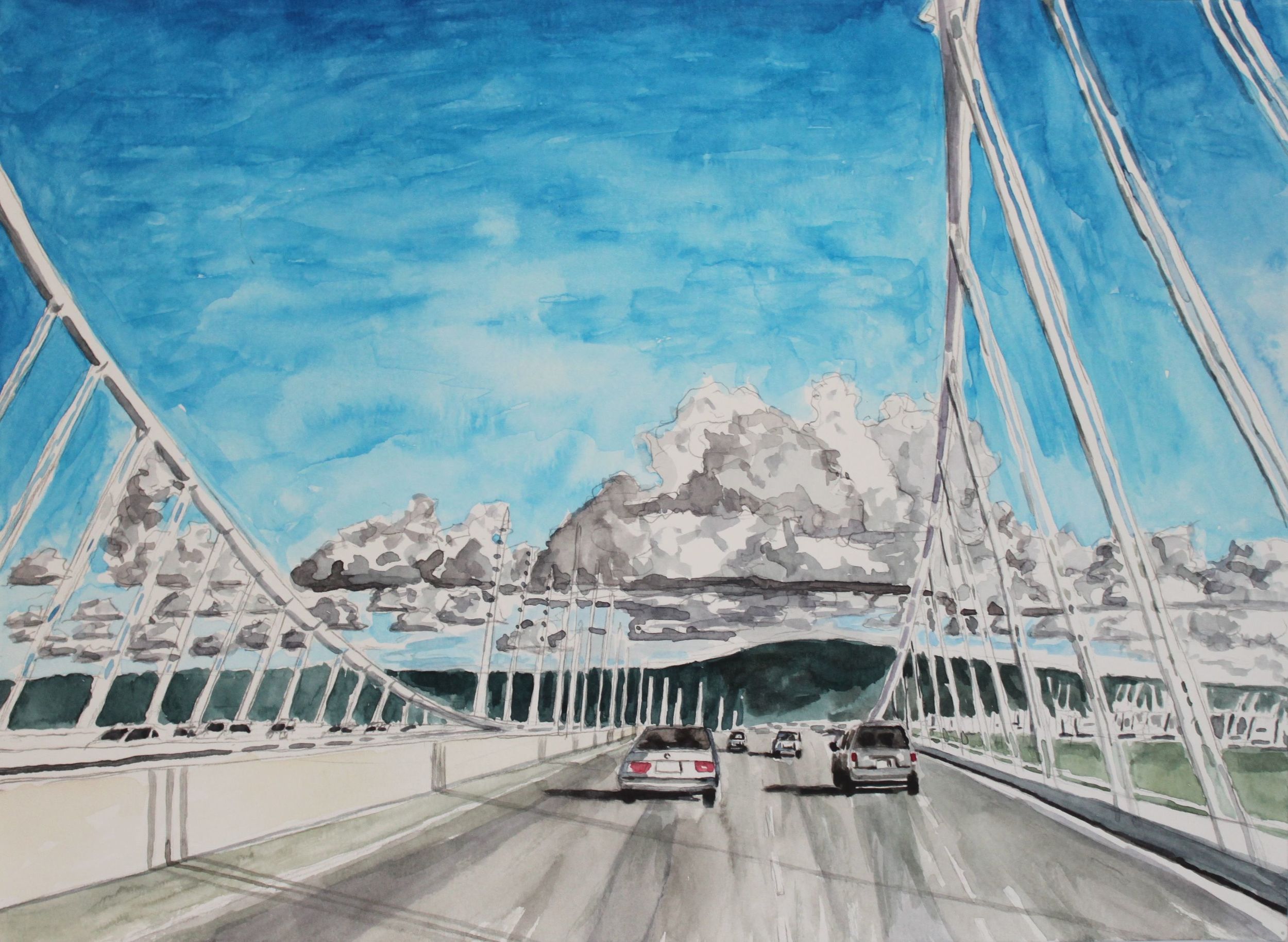 Bay Bridge, 2016, watercolor, 11 x 14 in.