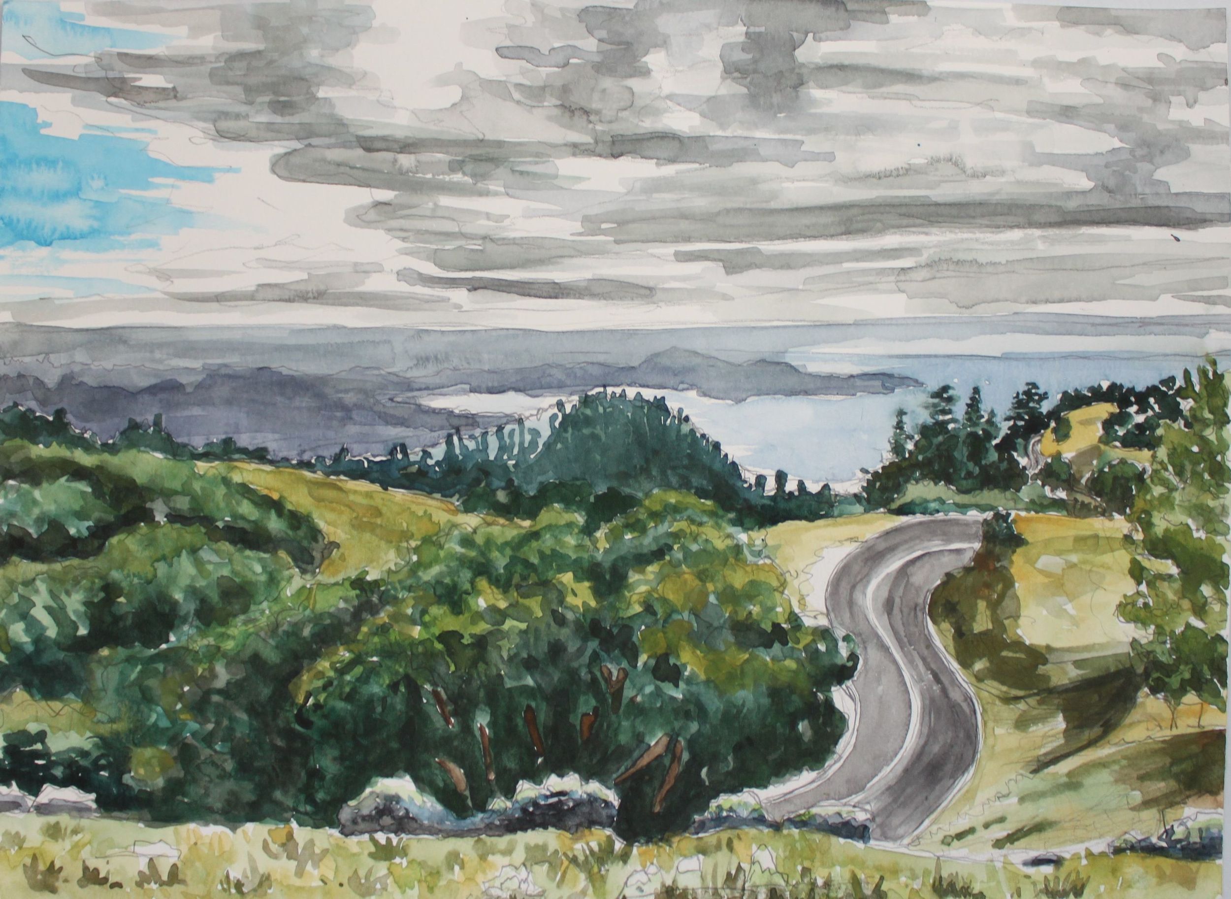 Mt. Tam Road, 2016, watercolor, 9 x 12 in.