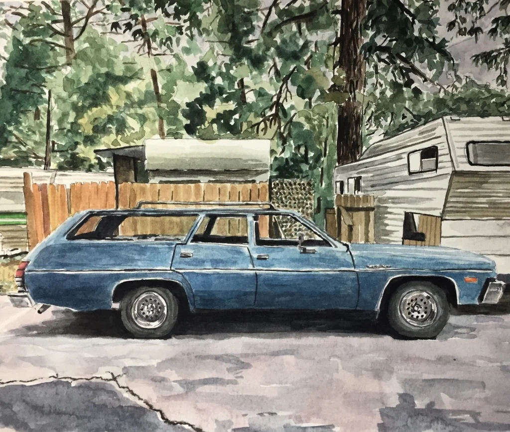 Station Wagon, California, 2017, watercolor, 11 x 14 inches