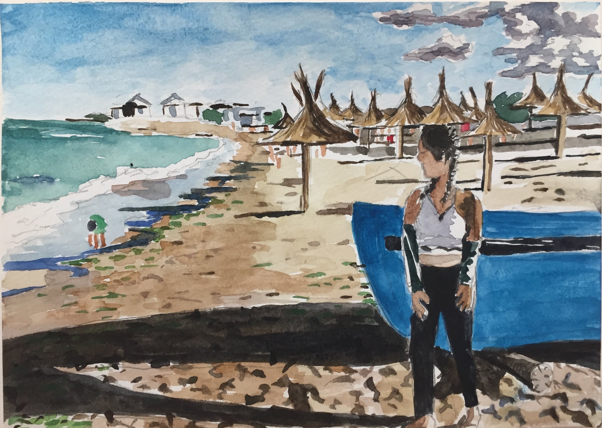 Chloe at the Black Sea, 2019, 4 1/2 x 6 1/2 in., watercolor