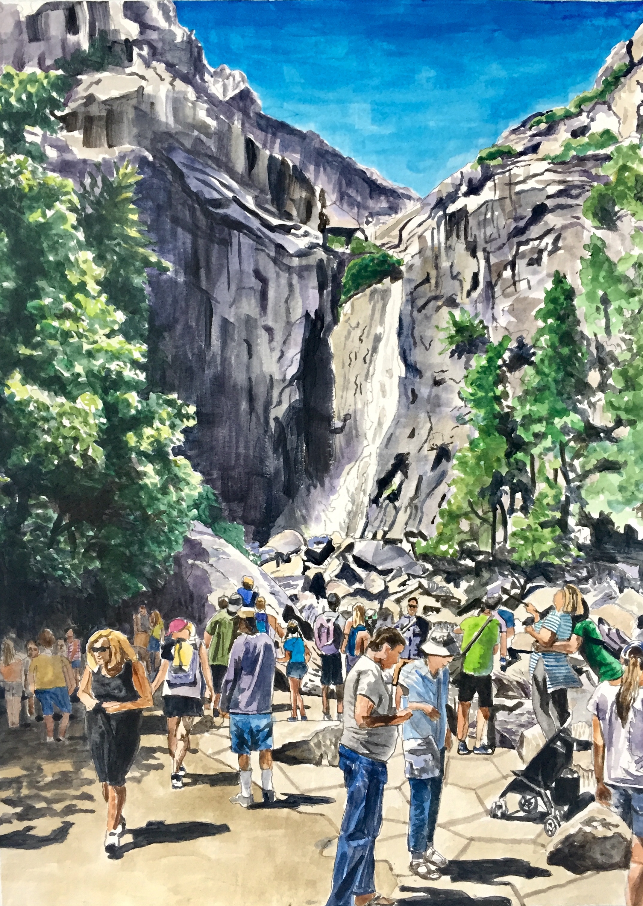 Yosemite Falls, 2019, acrylic on paper, 15 x 11 in.