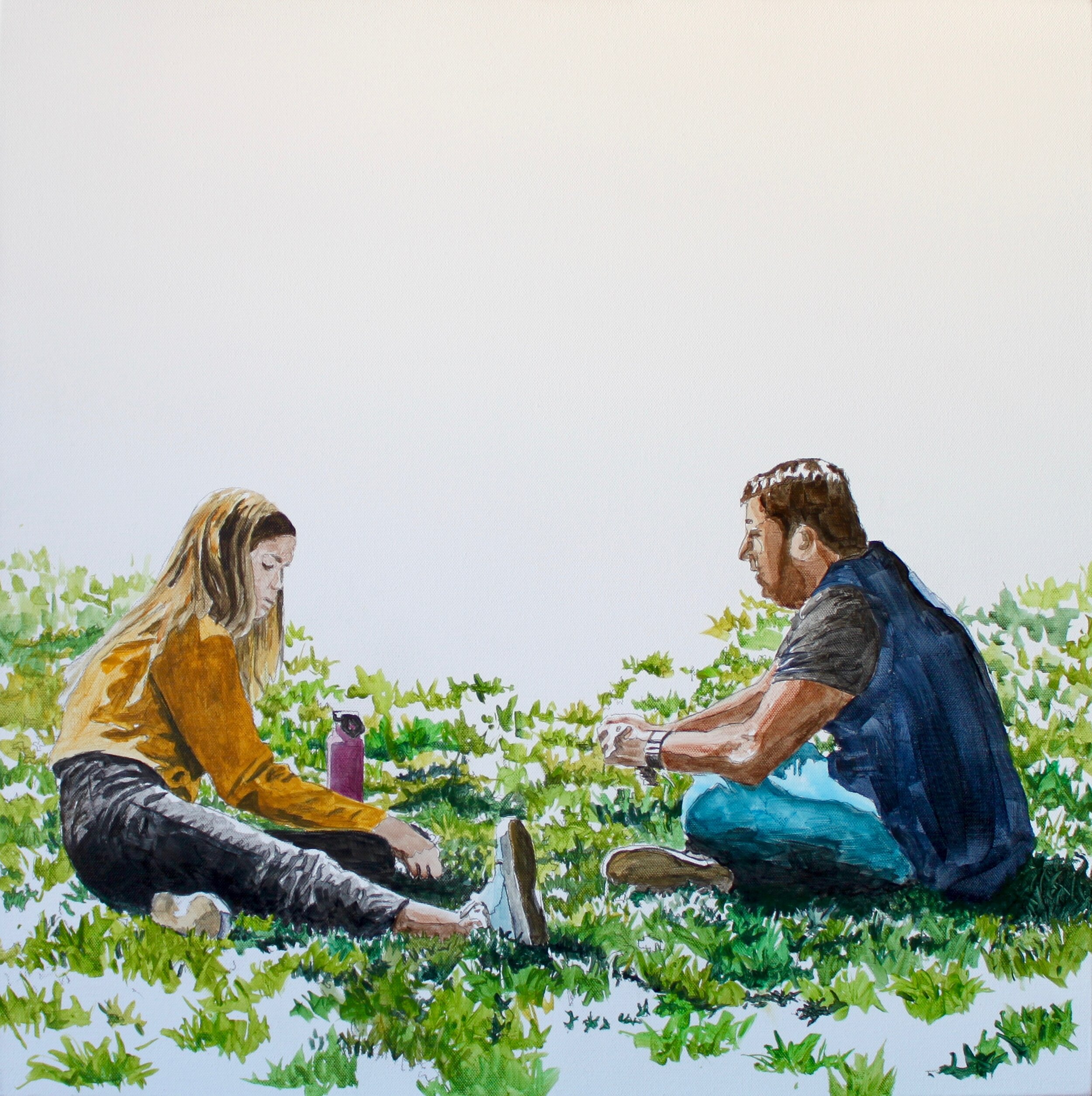 Untitled, People on the Grass, 2020, 24 x 24, acrylic on canvas