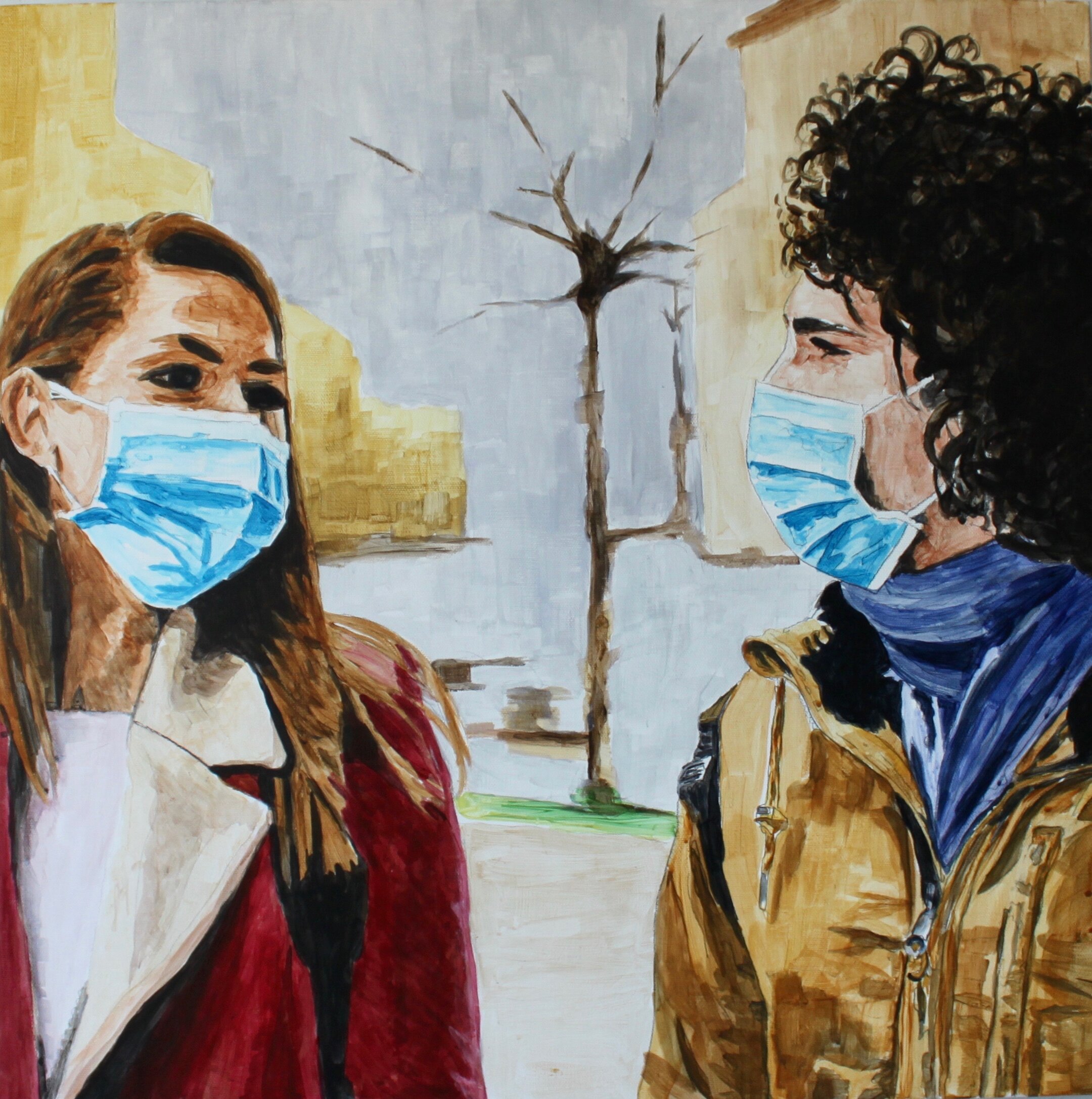 Untitled, Couple with Masks, 2020