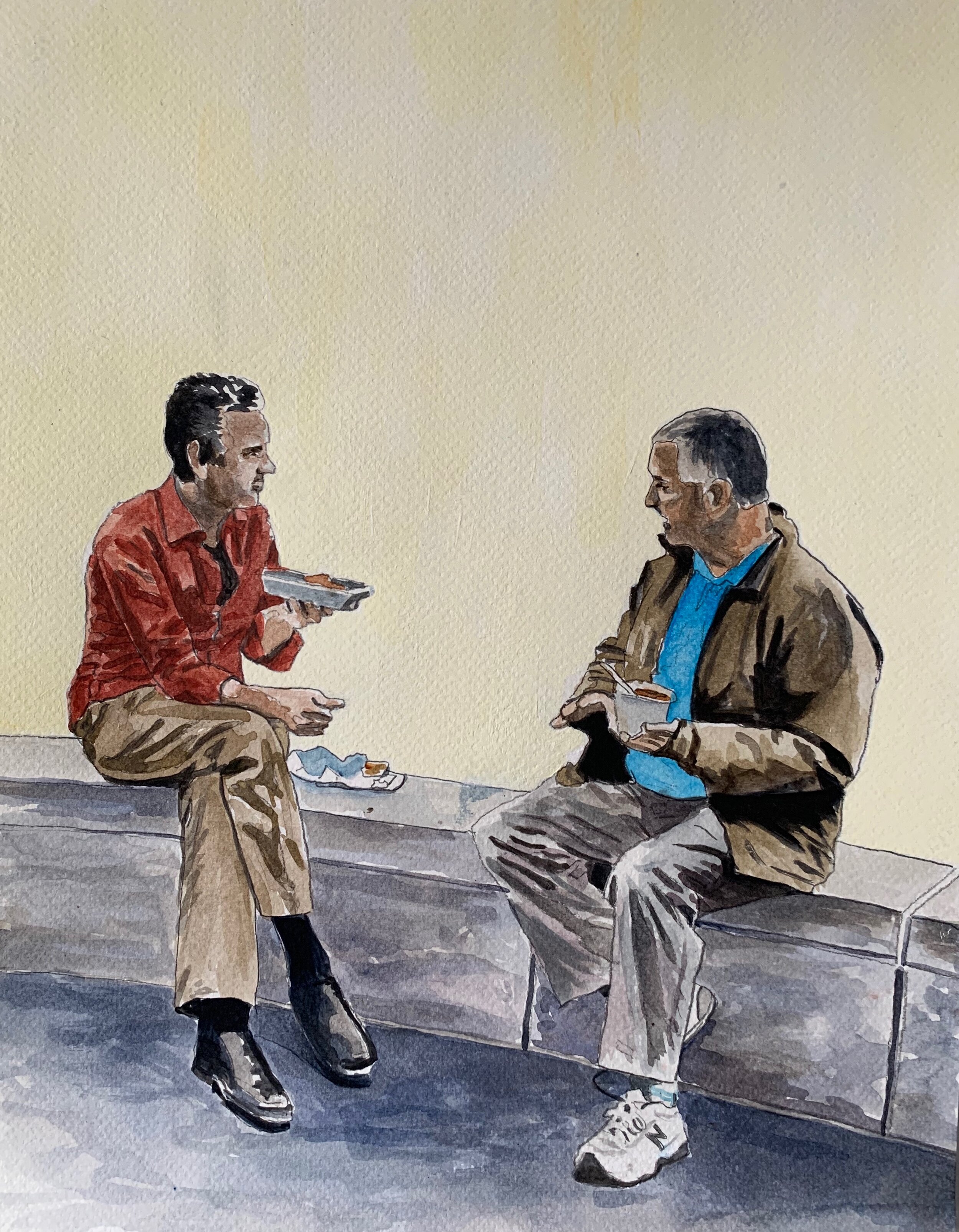 Untitled, Men Talking Over Lunch, 2020