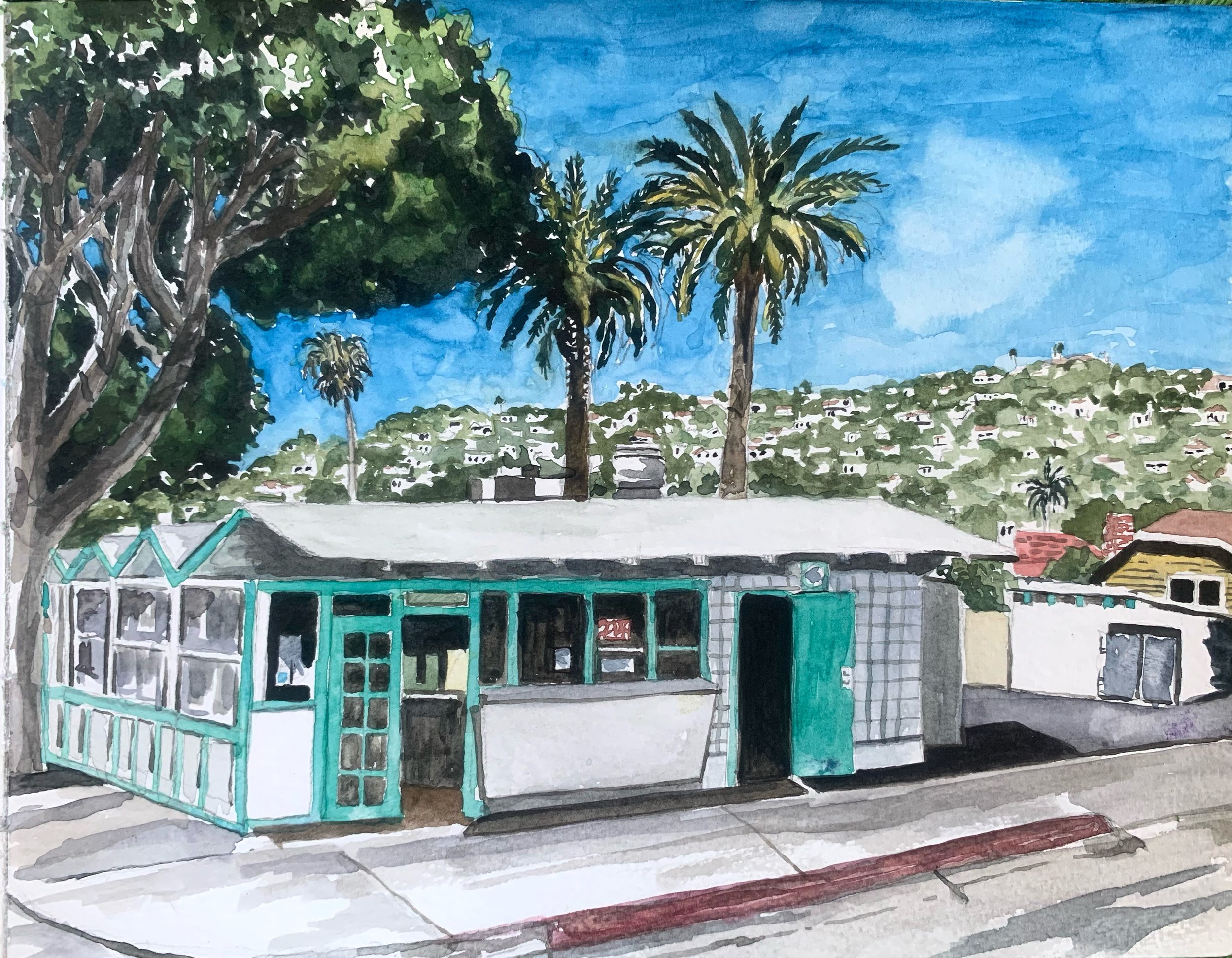 La Super Rica, Santa Barbara, 2022, watercolor, 9 x 12 in.