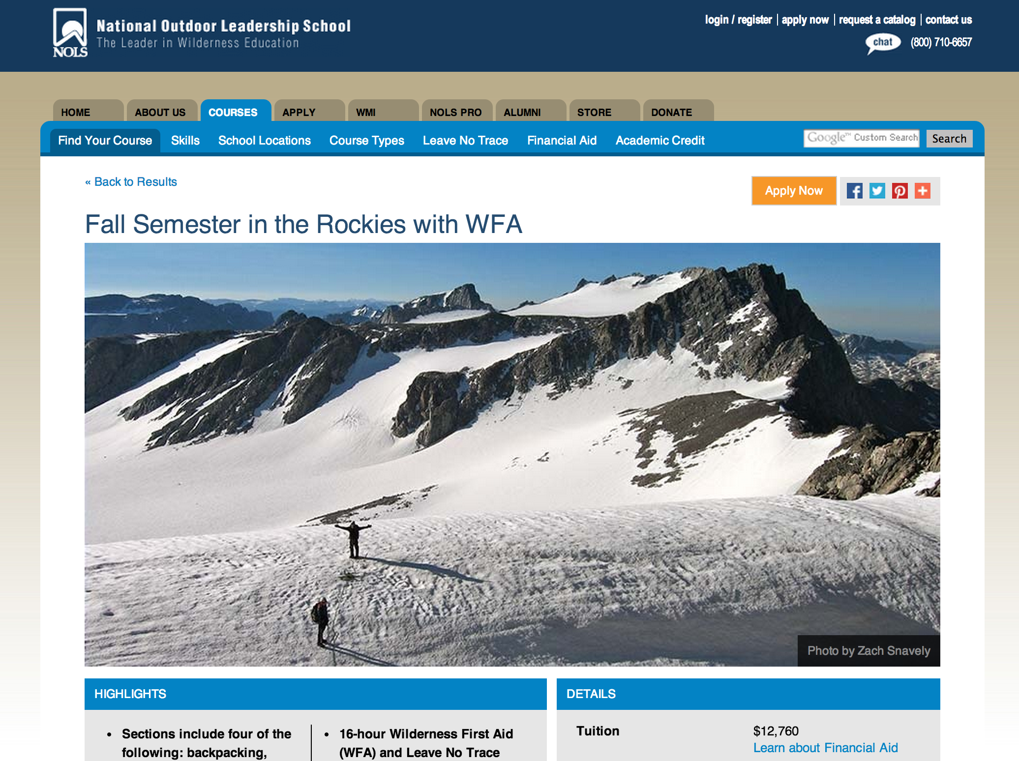  NOLS Website, Fall 2013
