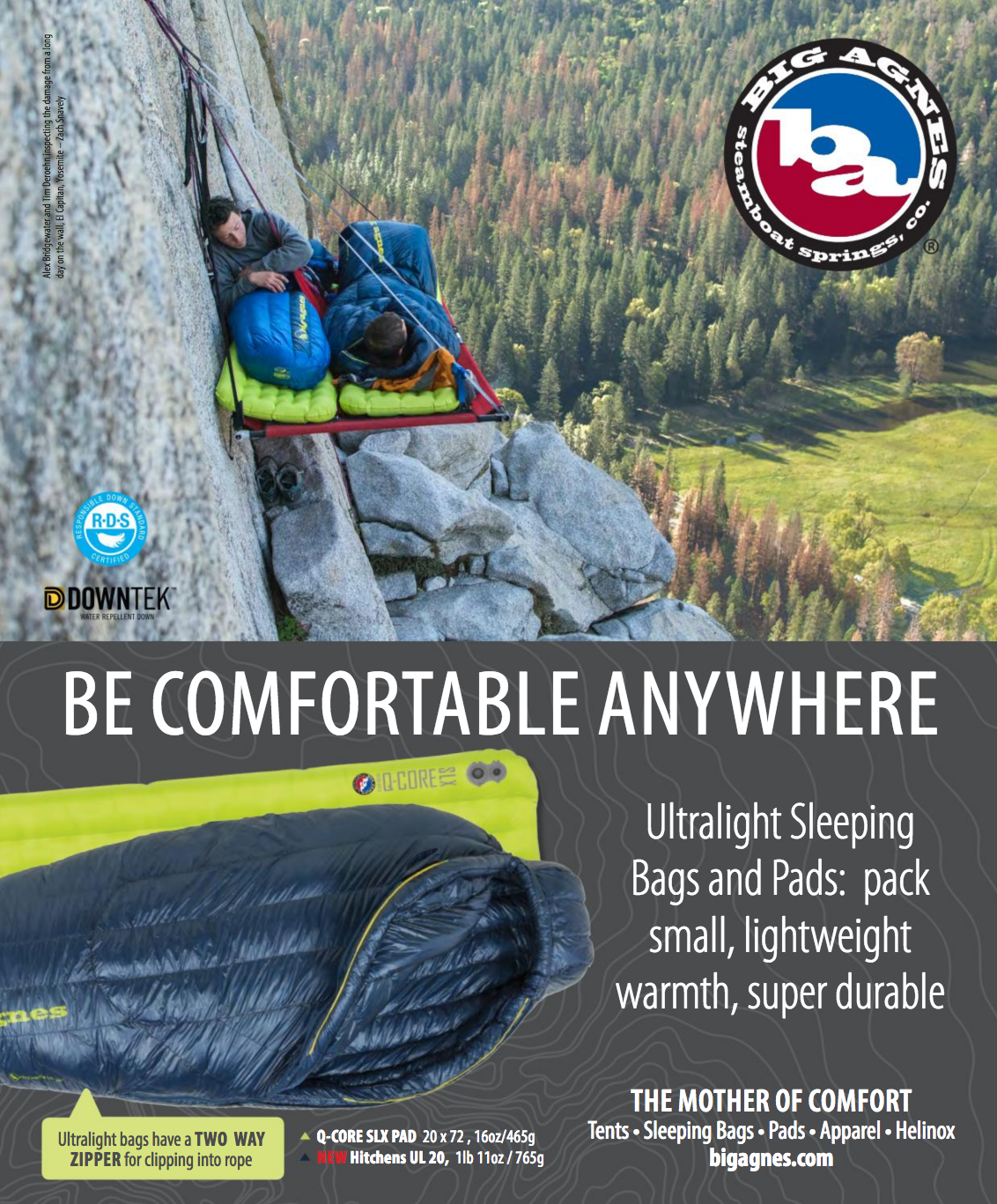  Big Agnes Advertisement, Rock and Ice and Gripped Magazines, 2017