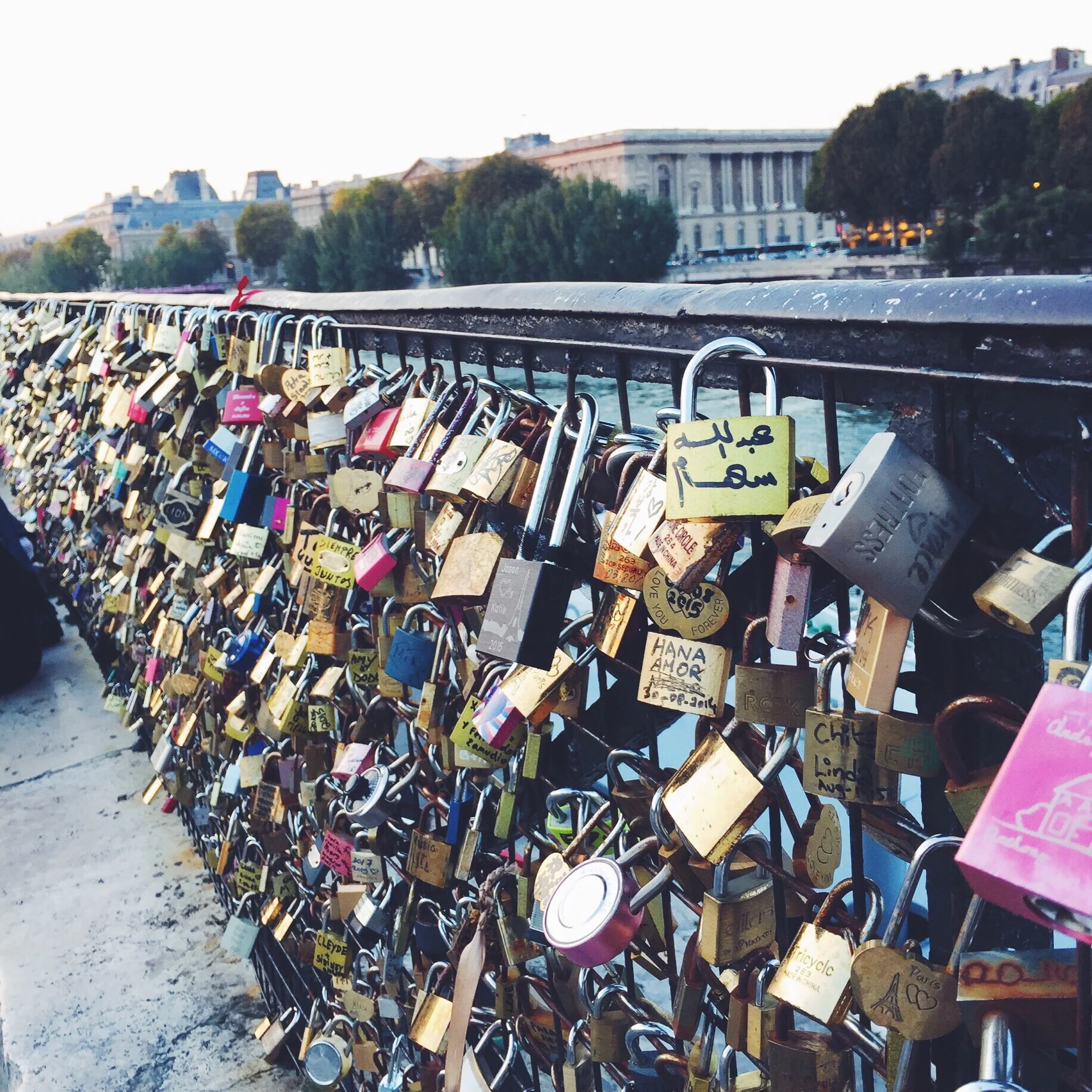 The lovely love lock bridge. Mike and I have a lock there now too.