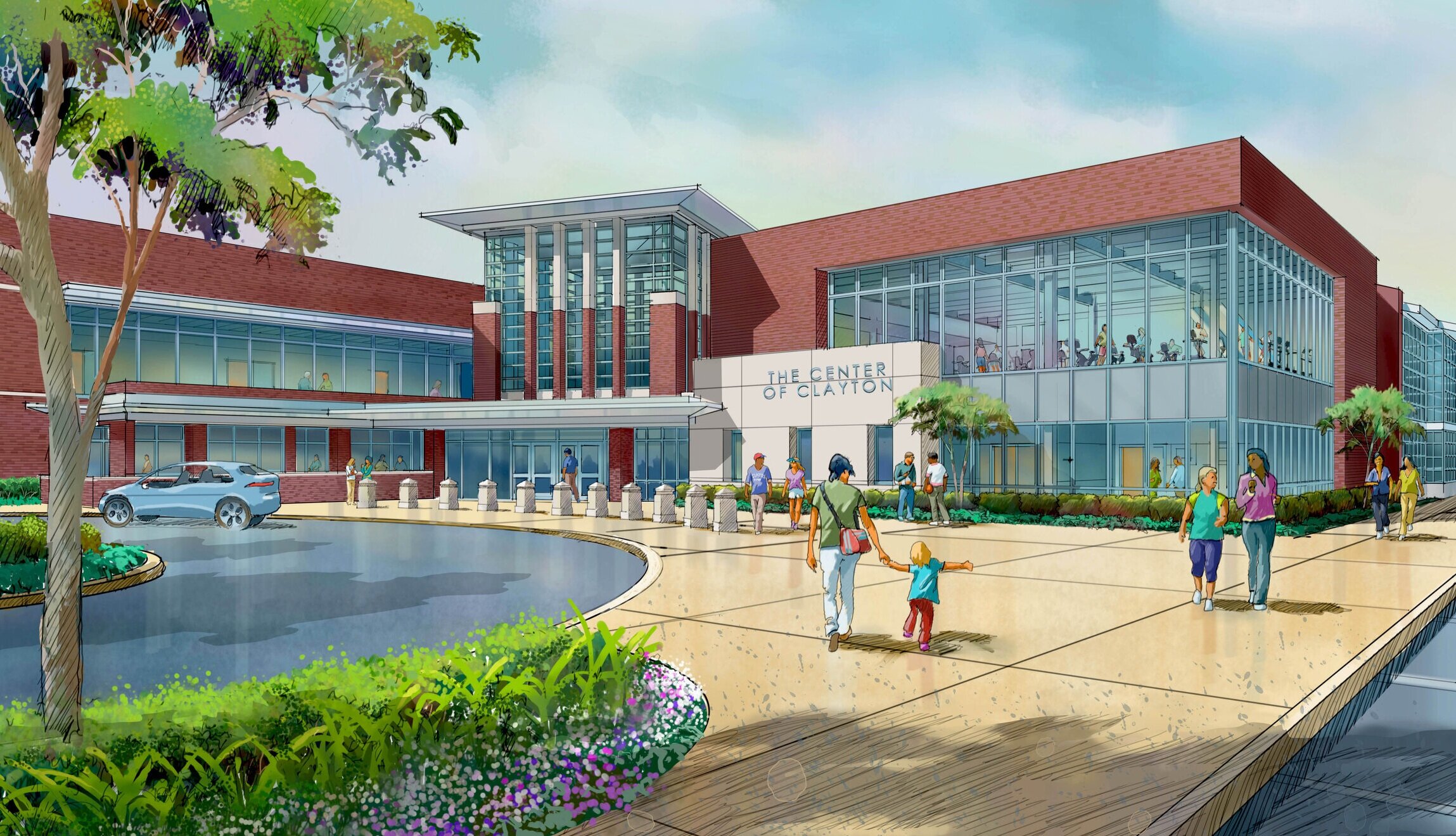 Rendering of the new addition and entrance plaza