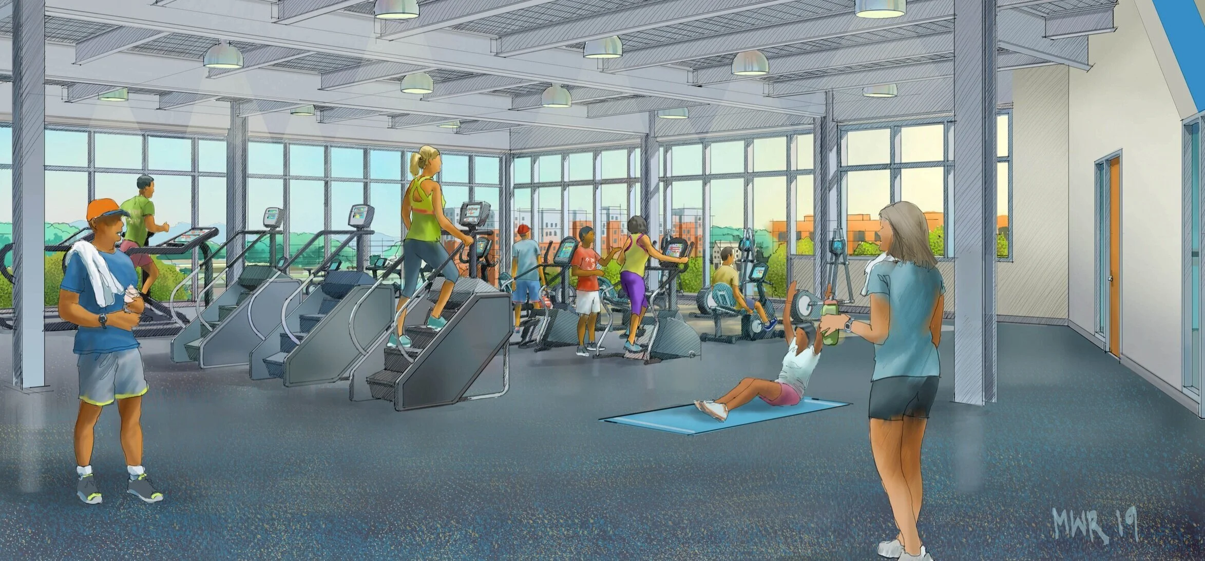 Rendering of the addition’s new fitness area