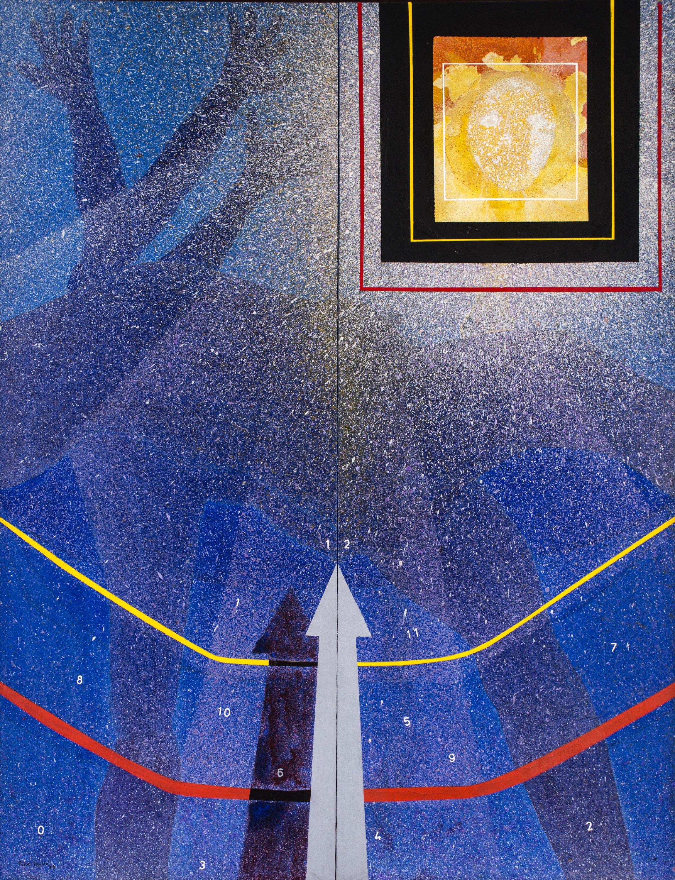 Hombre-tiempo-espacio 2 (1986) I Mixto sobre tela