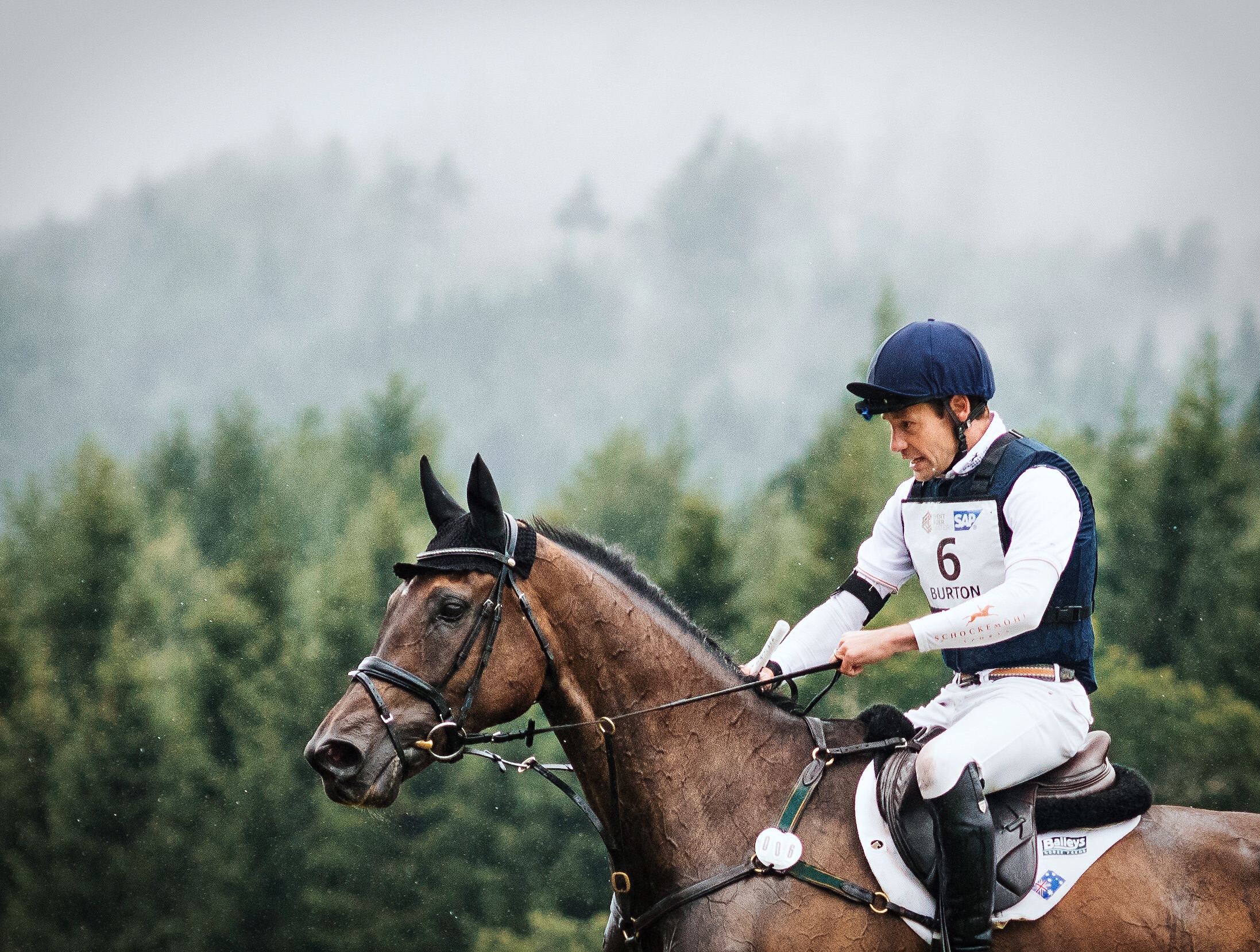 Chris Burton and Graf Liberty battle the elements on their way to a win in the 2018 Event Rider Masters series. Photo taken for Blair Castle International Horse Trials.