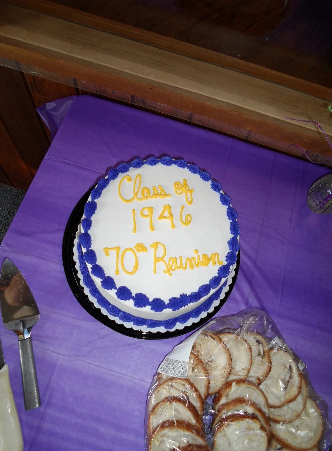 One of the cakes served for the class of 1946 70th reunion.