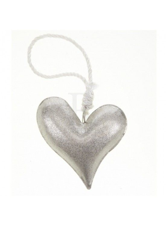 Silver Glitter Heart (X12) 10cm £1