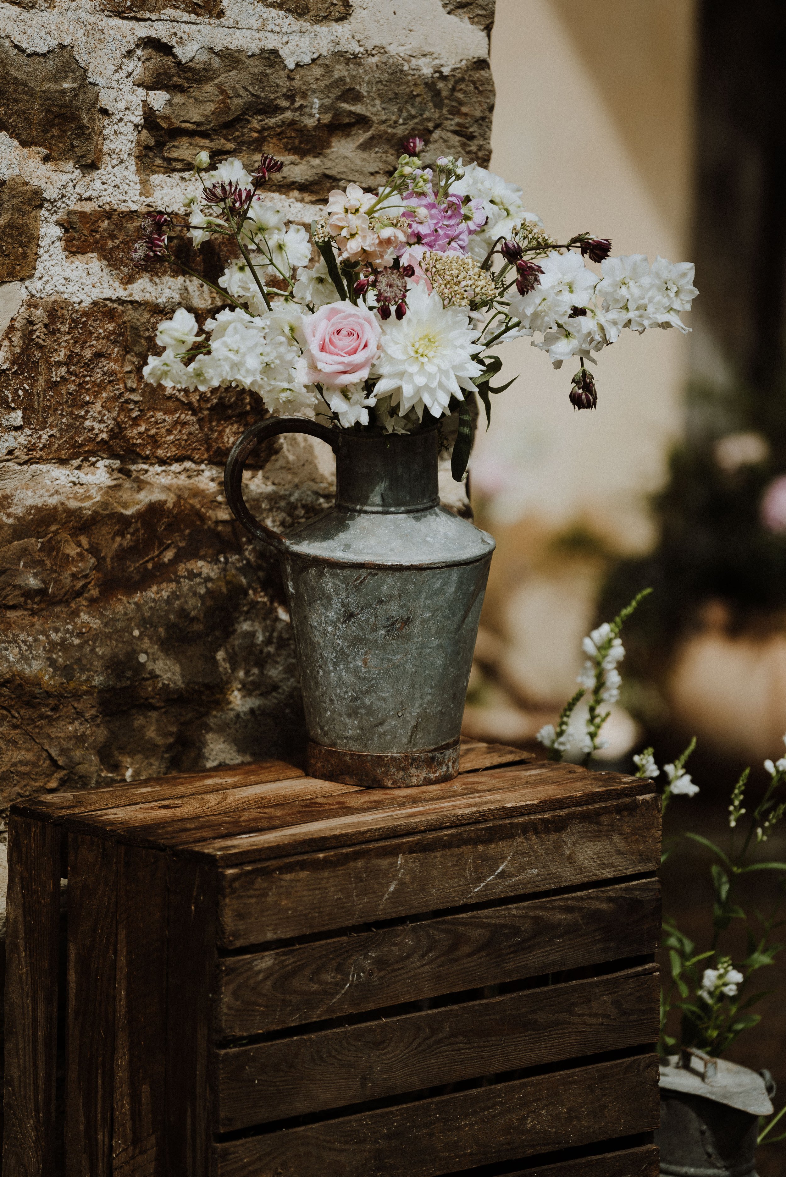 Wedding Vintage Galvanised Flower Jug 