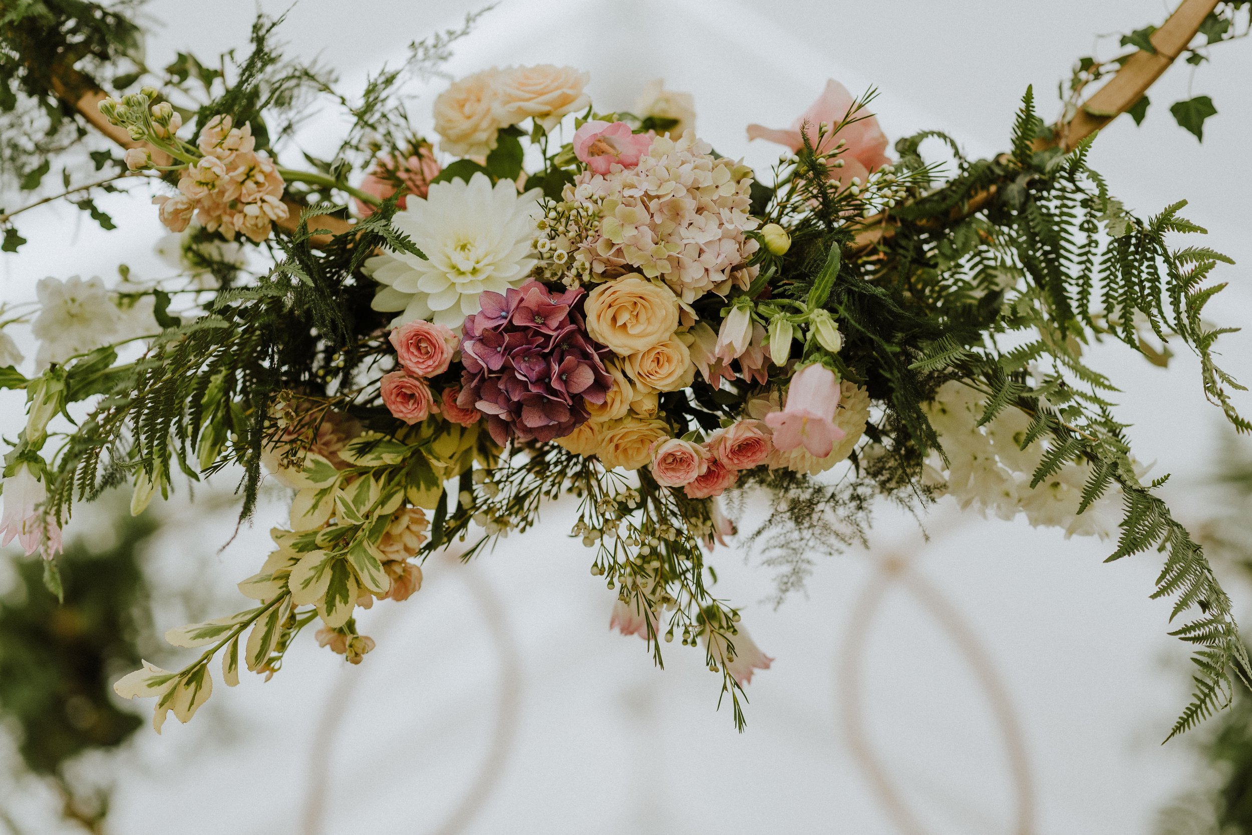 Wedding Floral Hoop Marquee hanging Installation 