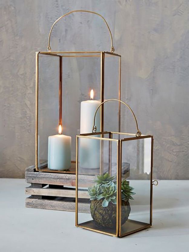 Rectangle Gold Lanterns for Hire 