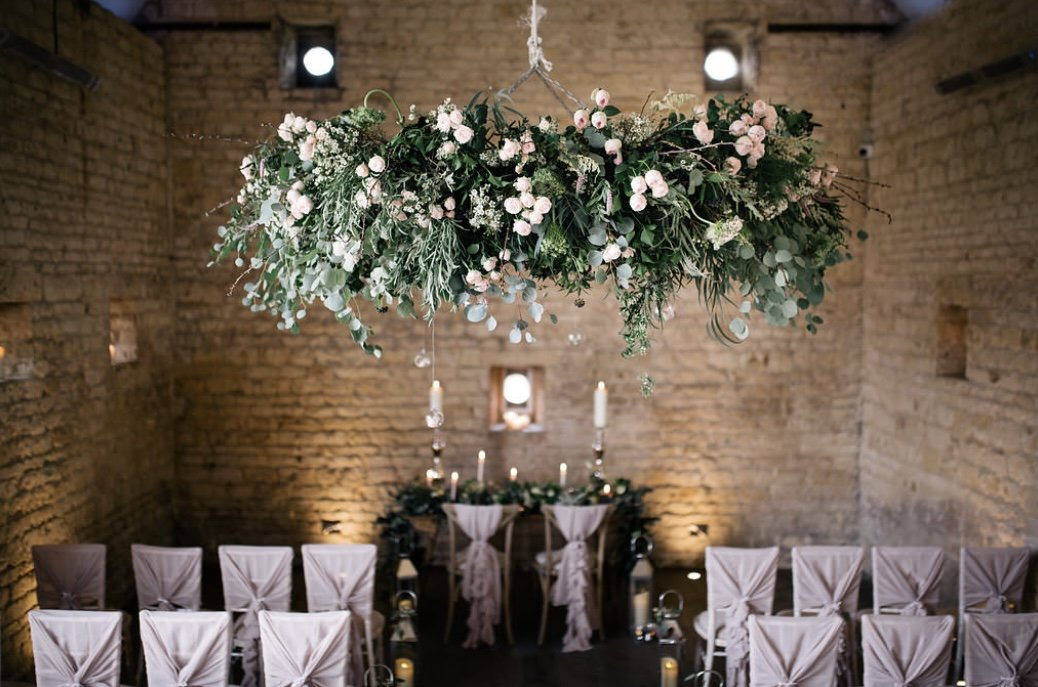 Lapstone Barn cotswold Spring Wedding ceremony decor  