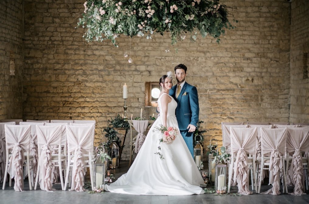 Lapstone Barn cotswold Spring Wedding ceremony decor  