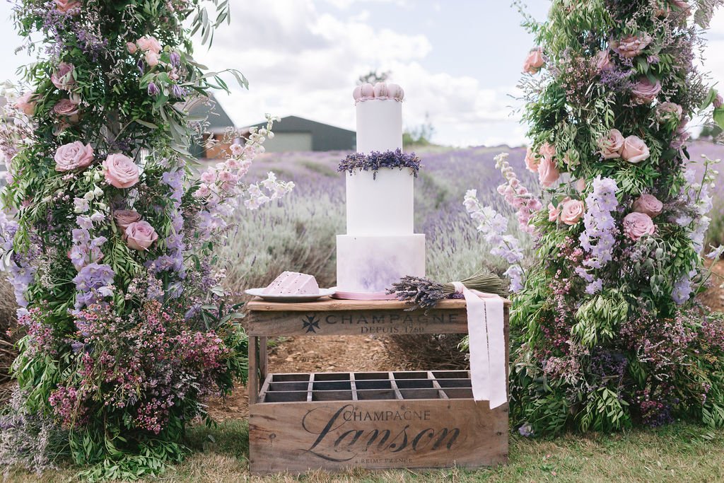 The French inspired lavender wedding cake
