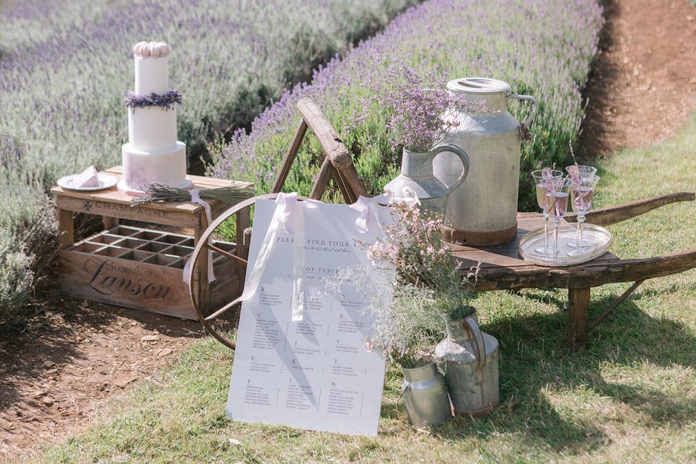 The French inspired lavender wedding cake