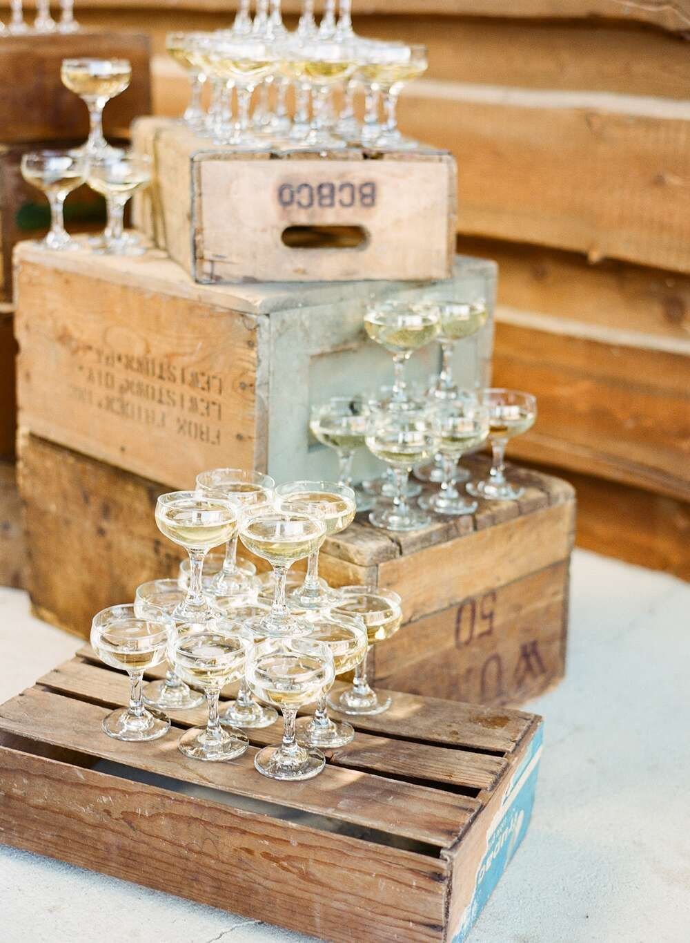 Rustic Wedding Champagne Tower 