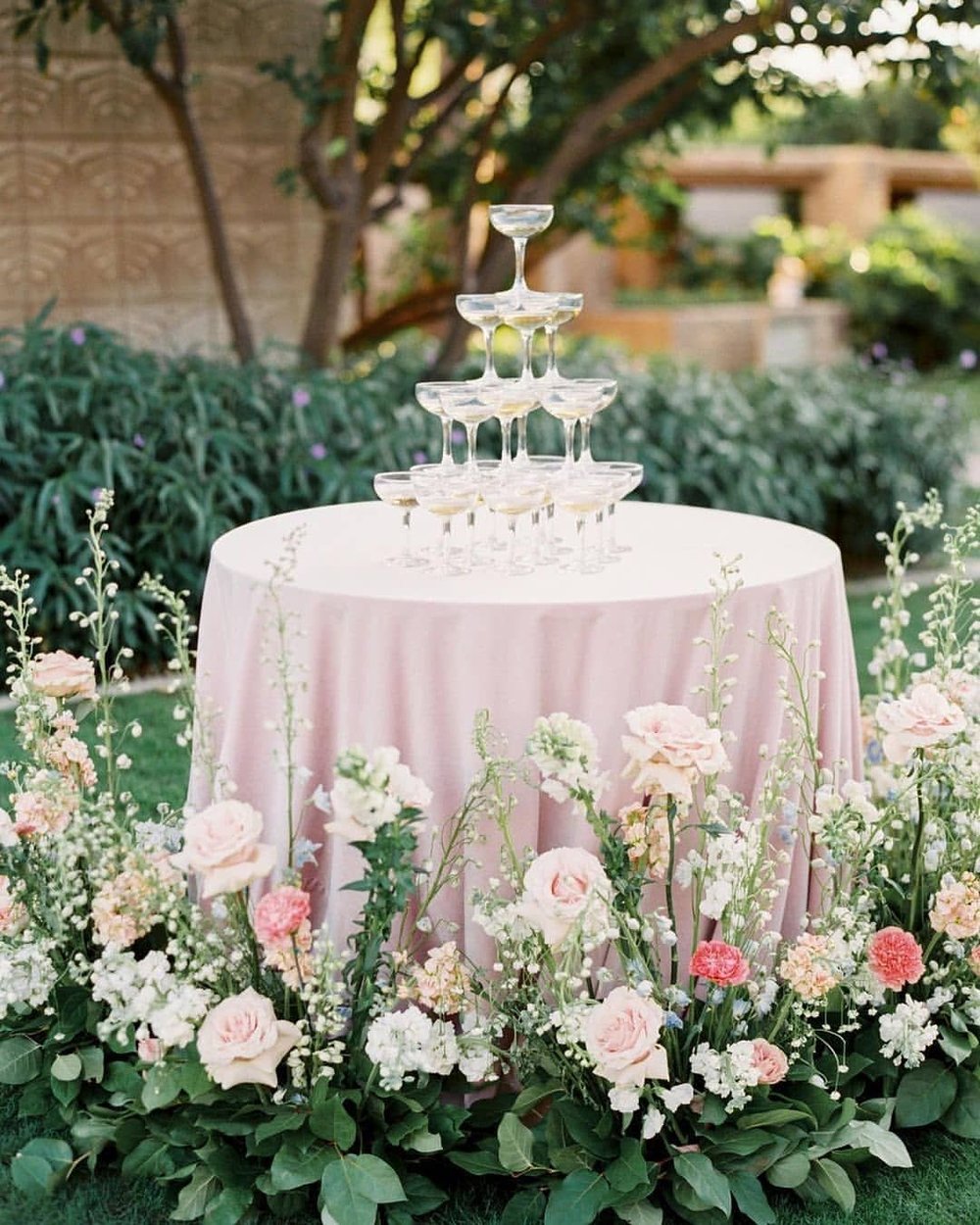 Floral Wedding Champagne Tower Display 