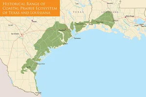Historic Range of Coastal Prairie Ecosystem. Courtesy of Katy Prairie Conservancy.