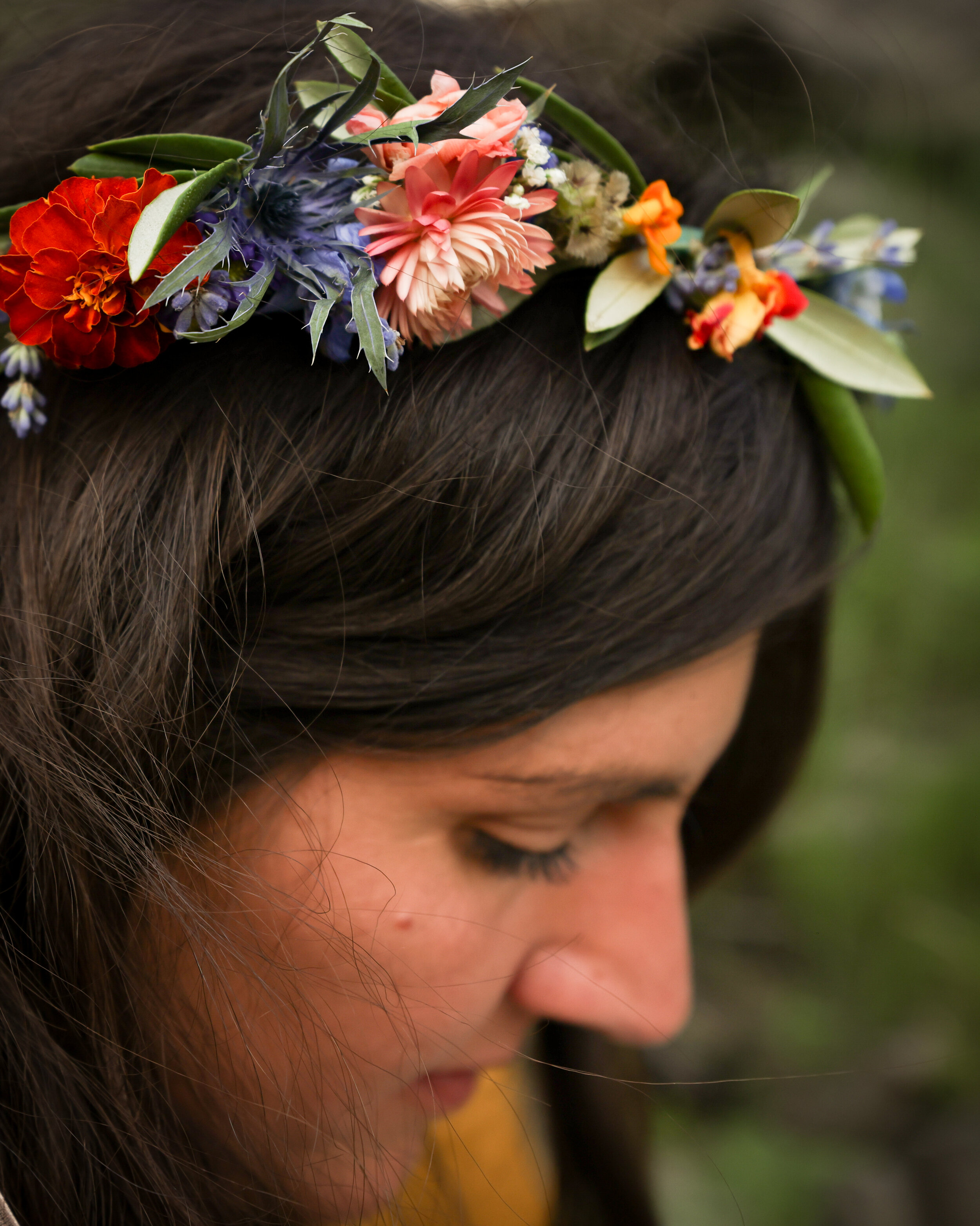 Bride's Floral Crown. Salmon River Wedding