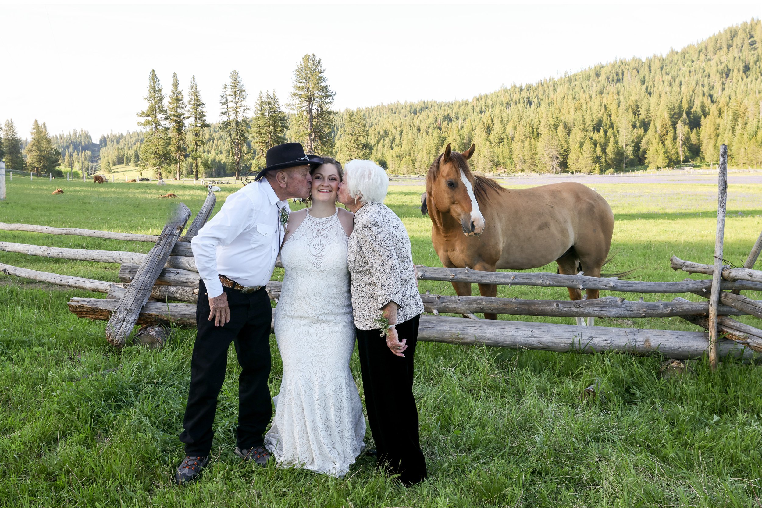 Bride with Grandparents and horse