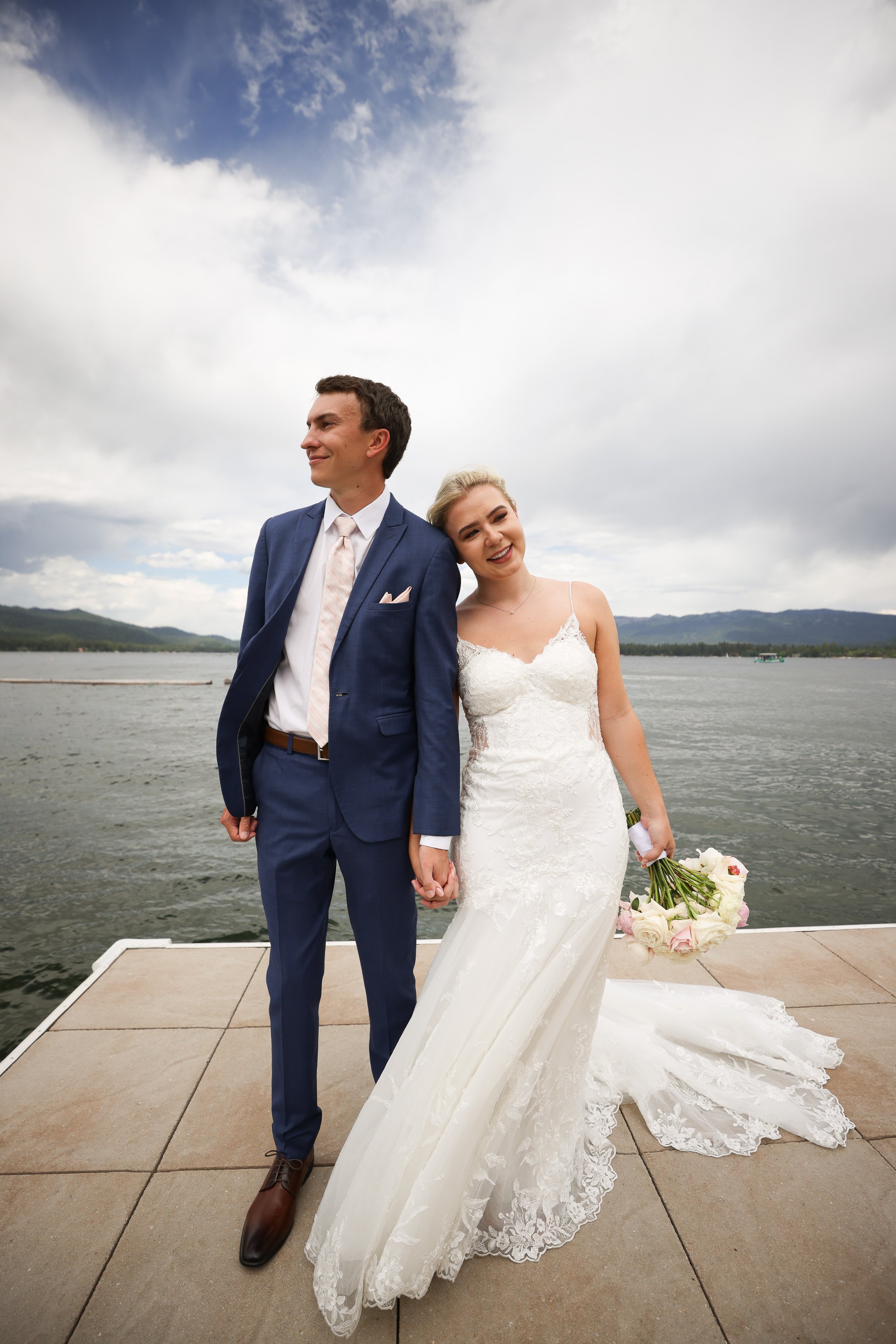 Bride and Groom on dock