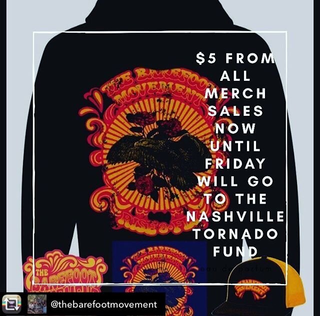 Doing what we can to help with the Nashville tornado recovery process!

Repost from @thebarefootmovement using @RepostRegramApp - Nashville needs our help after the tornado that hit the area this week and we want to do our part. 
Today (03/04) throug